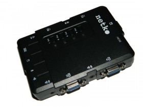 NCS-41CA KVM Переключатель Netko, настольный, 4 порта, PS2+аудио, в комплекте: 2 кабеля 1.8м (NLСVPA18), черный РАСПРОДАЖА