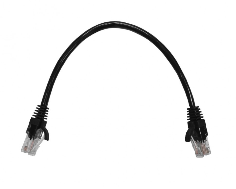 Патч-корд UTP4 cat 5e, 0,25м, ВС, LSZH, черный, литой коннектор NETKO Optima