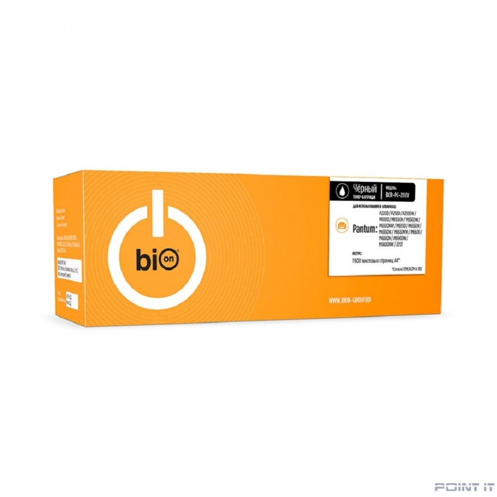 Bion BCR-PC-211EV Картридж для Pantum P2200/P2500/P2500W/M6500/M6500N/M6500W/M6500NW/M6550/M6550N/M6550W/M6550NW/M6600/M6600N/M6600W/M6600NW/2207 (1600 стр.) с чипом