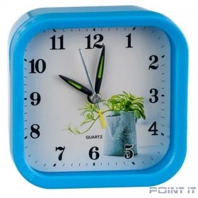 Perfeo Quartz часы-будильник &quot;PF-TC-008&quot;, квадратные 9,5*9,5 см, синие