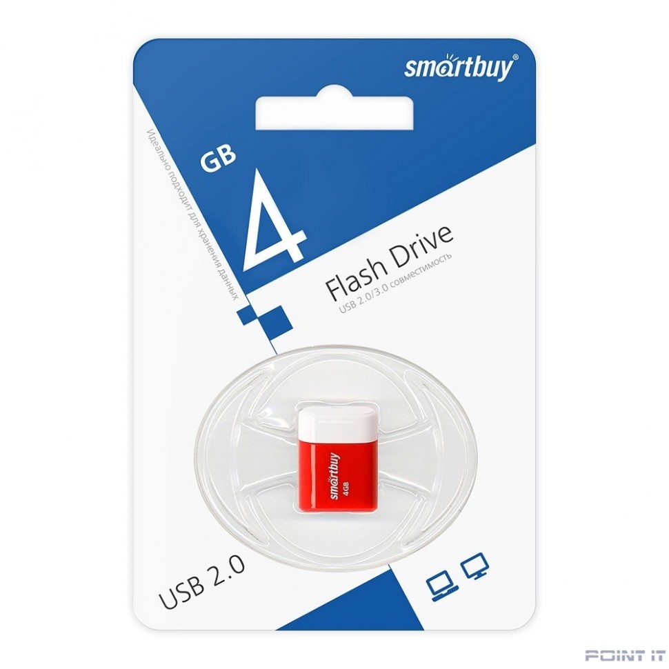 Smartbuy USB Drive 4GB LARA Red (SB4GBLara-R)