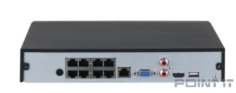 DAHUA DHI-NVR2108HS-8P-I2 8-канальный IP-видеорегистратор с PoE, 4K, H.265+, видеоаналитика, входящий поток до 144Мбит/с, 1 SATA III до 10Тбайт