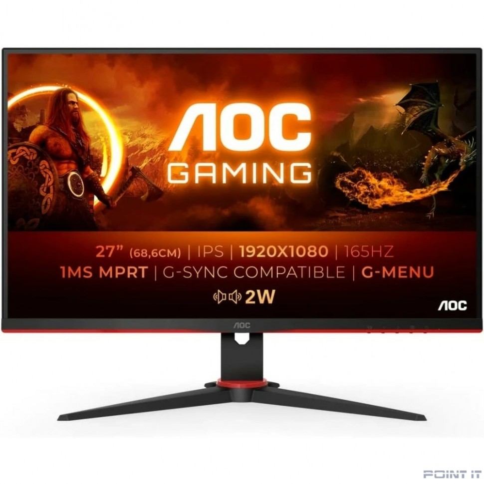 Монитор LCD AOC 27" 27G2SPAE {IPS 1920x1080 165Hz 1ms 178/178 250cd 1000:1 8bit(6bit+FRC) D-Sub 2xHDMI1.4 DisplayPort1.2 FreeSync(Prem) 2x2W VESA}