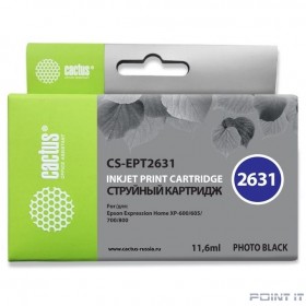 Картридж струйный Cactus CS-EPT2631 фото черный (11.6мл) для Epson Expression Home XP-600/605/700/800