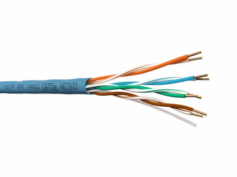 Кабель U/UTP4 cat.5e, 4 пары 24 AWG BC, 305м, синий, одножильный, FLUKE TEST, NETKO Expert СКС