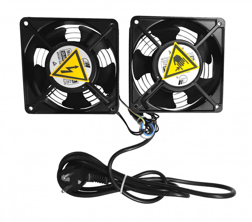 Вентилятор RAL1238S1, рама 120х120х38, подшипник скольжения, 220 В 15 Вт x 2шт, (2 вент с кабелем и вилкой) Netko