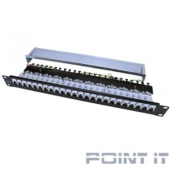 Hyperline PP3-19-24-8P8C-C5E-SH-110D Патч-панель 19&quot;, 1U, 24 порта RJ-45 полн. экран., категория 5e, Dual IDC, ROHS, цвет черный