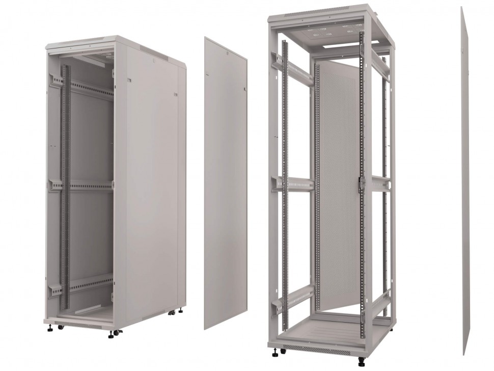 Шкаф напольный 32U серия Expert (600х800х1610), напольный, БЕЗ ПЕРЕДНЕЙ ДВЕРИ, серый, разобранный Netko (упакован в 3 коробки)