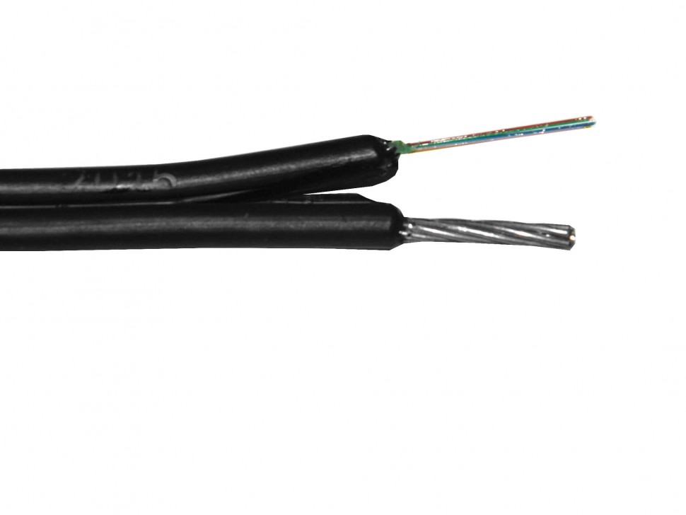 Кабель волоконно-оптический 8 (SМ - 9/125), тип ОПЦ, наружный с тросом, 9 кН, PE, черный