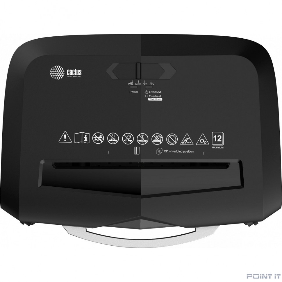 Cactus Шредер CS-SH-12-20-4X12H черный (секр.P-4)/перекрестный/12лист./20лтр./скрепки/скобы/пл.карты