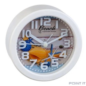 Perfeo Quartz часы-будильник &quot;PF-TC-013&quot;, круглые диам. 10,5 см, ракушка