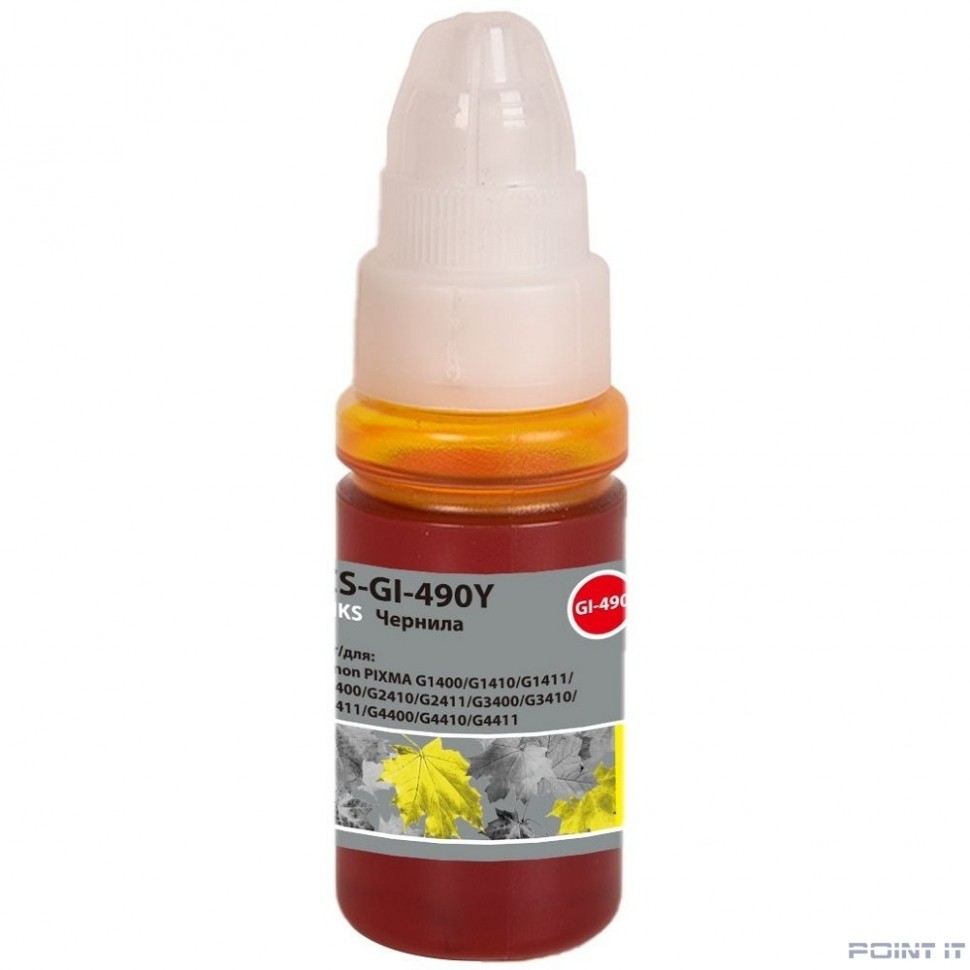 Чернила Cactus CS-GI-490Y GI-490 желтый 70ml для Canon PIXMA G1400/G1410/G1411/G2400/G2410/G2411/G34
