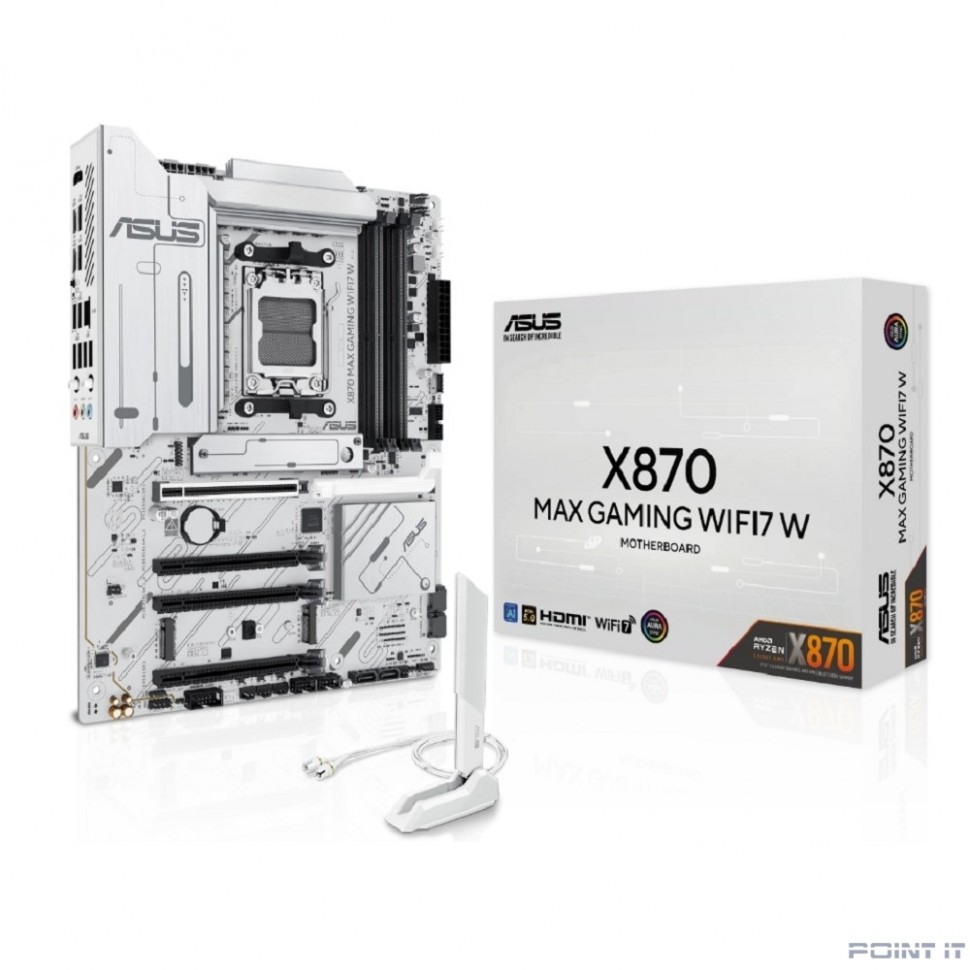 Материнская плата ASUS X870 MAX GAMING WIFI7 W, AM5, X870, 4*DDR5, 4*SATA, 3*M.2, 4*USB 3.2, 4*USB 2.0, 2*Type-C, 5*PCIx16, HDMI, ATX; 90MB1LZ0-M0EAY0