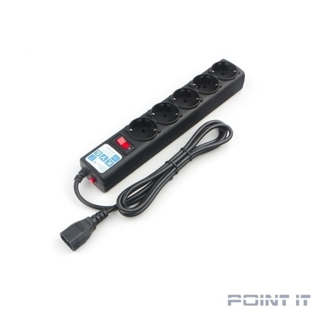 PowerCube Фильтр-удлинитель (SPG5-В3) 3.0 м, 5 розеток, д/подкл. к UPS (C14), 10А/2,2кВт, черный