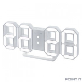 Perfeo LED часы-будильник &quot;LUMINOUS&quot;, белый корпус / белая подсветка (PF-663) 