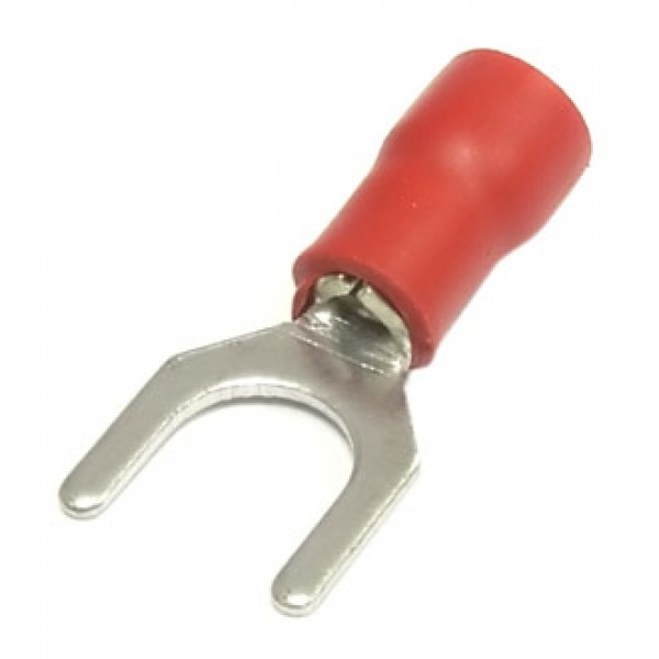 Вилочный кабельный наконечник SVS1,25-6 (НВИ d=6,4мм) 0,5-1,5мм2, изолированный, красный, 100шт., NETKO Optima