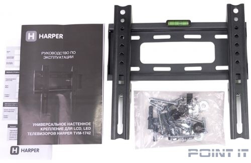HARPER TVM-1742 { до 30 кг нагрузки; Легко монтируется; Полный комплект крепежа; Защищен от коррозии; Подходит для телевизоров диагональю от 16 до 43 дюймов (до VESA 200x200: VESA MIS-D 75, MIS-D 100}