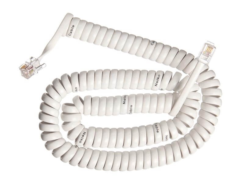 Шнур телефонный витой (4р4с) 4,5 метра / белый, NETKO Optima