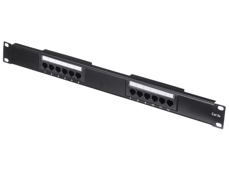Патч-панель UTP, 19, 12 портов RJ45, cat.5е, 1U, 110 Type, черная L