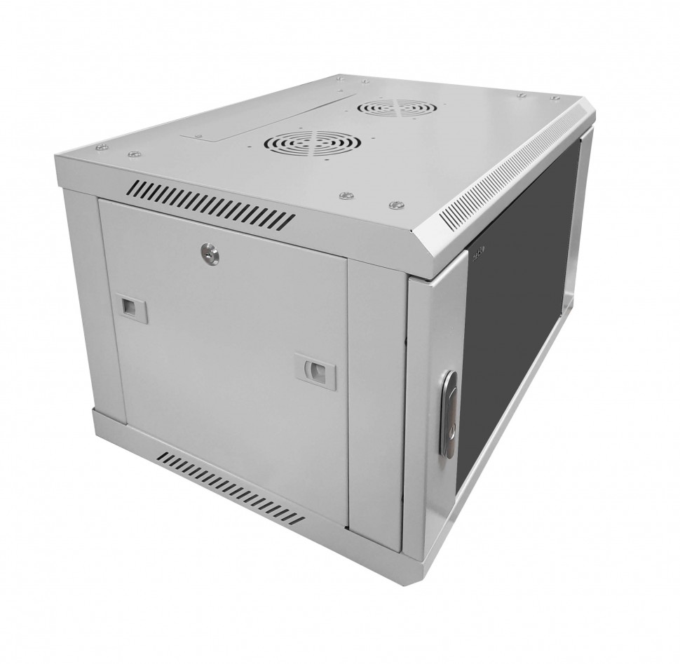 Шкаф настенный 9U серия WMA (Wall Maestro) (600х450х500), передняя дверь стекло, разборный, серый Netko А