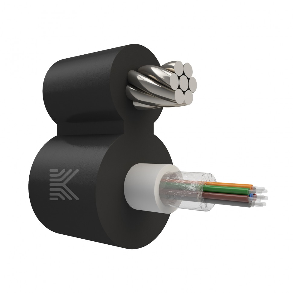 КОСТРОМАКАБЕЛЬ КОС-ОКПС-8х657-Т/Т-4кН Оптический кабель с центральной трубкой и выносным силовым элементом из стального троса, SM 9/125, G.657.A1, 8 волокон, полиэтилен, 4 кН