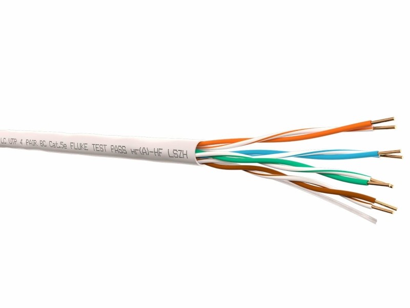 Кабель LC UTP4 cat.5е, одножильный, 305м, Cu, Проходит Fluke тест, нг(А)-HF LSZH, серый