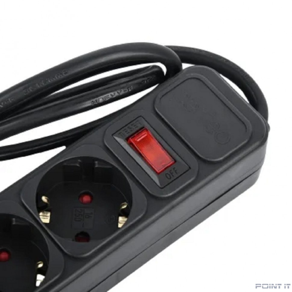 Perfeo сетевой фильтр "REAL POWER", 5,0м, 5 розеток, 16А, 3500 Вт, тройная защита, черный.