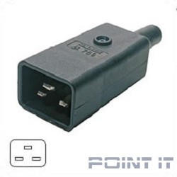 Hyperline CON-IEC320C20 Разъем IEC 60320 C20 220В 16A на кабель, контакты на винтах (плоские выступающие штыревые контакты в пластиковом обрамлении), прямой