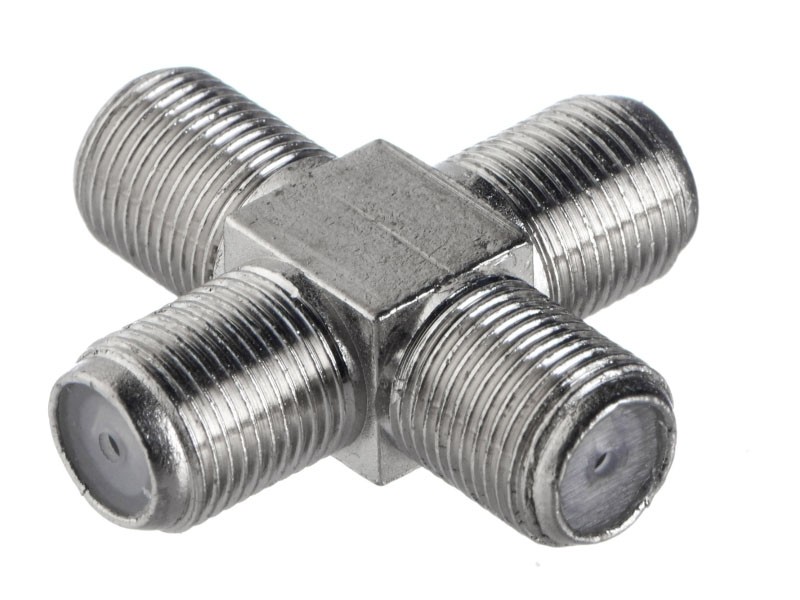 Переходник соединитель на 4 гн F крест (цинк), NETKO Optima