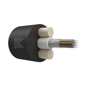 КОСТРОМАКАБЕЛЬ КОС-ОКД-12х657-ТП-3кН Дроп-кабель круглый, с центральной трубкой, усилен стеклопрутками, 12 волокон, SM 9/125, G.657.A1, полиэтилен, 3 кН