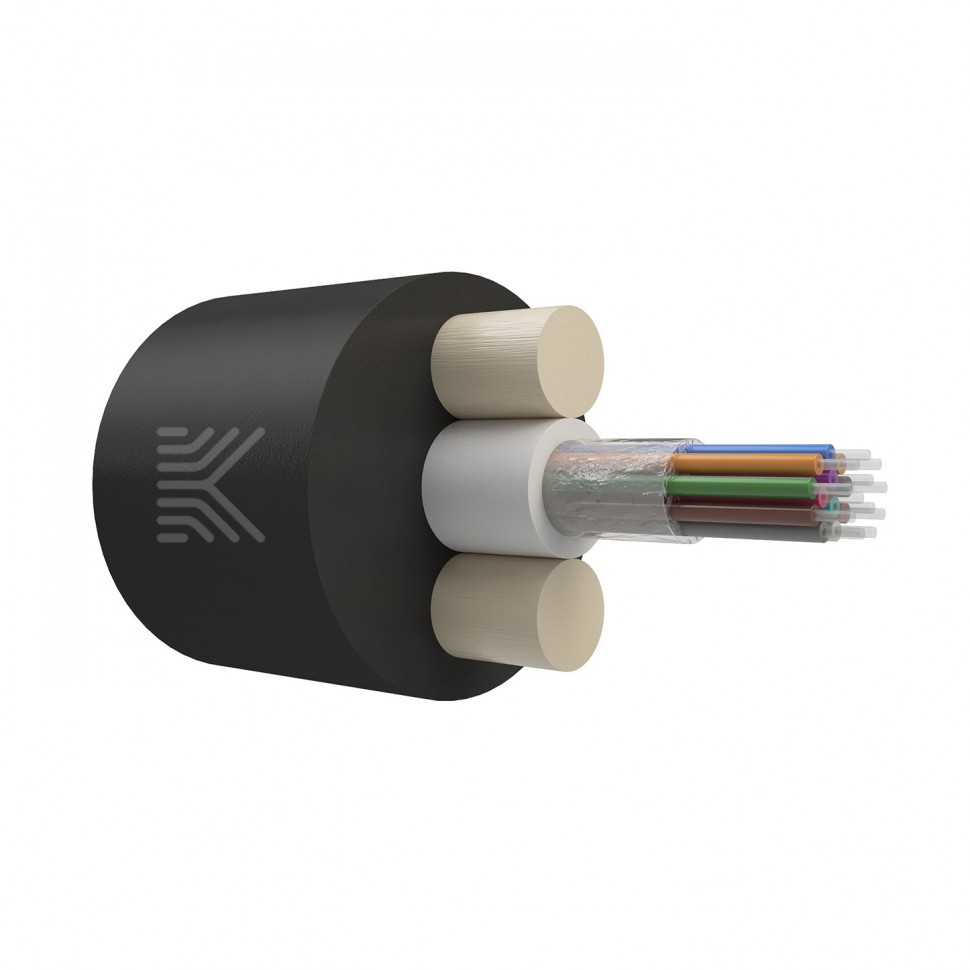 КОСТРОМАКАБЕЛЬ КОС-ОКД-12х657-ТП-3кН Дроп-кабель круглый, с центральной трубкой, усилен стеклопрутками, 12 волокон, SM 9/125, G.657.A1, полиэтилен, 3 кН