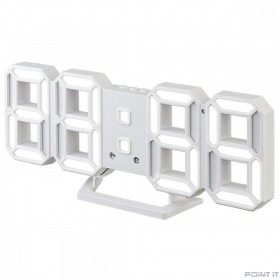 Perfeo LED часы-будильник &quot;LUMINOUS 2&quot;, белый корпус / белая подсветка (PF-6111)