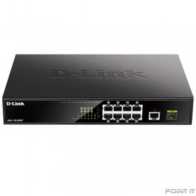 D-Link DGS-1010MP/A1A Неуправляемый коммутатор с 9 портами 10/100/1000Base-T, 1 портом 1000Base-X SFP, функцией энергосбережения и поддержкой QoS (8 портов с поддержкой PoE 802.3af/802.3at (30 Вт)