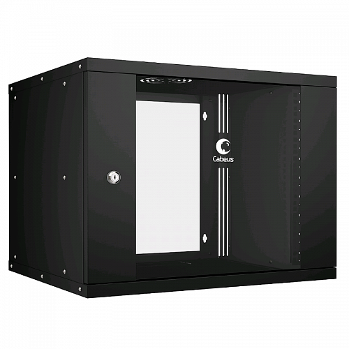 Cabeus WSC-05D-9U55/45-BK Шкаф телекоммуникационный настенный 19 9U, серия LIGHT разборный, дверь стекло, цвет черный