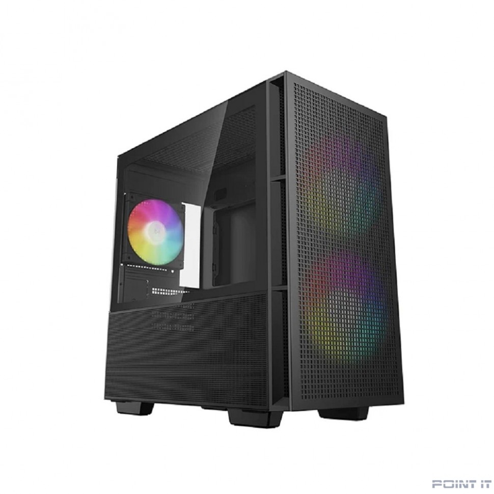 Корпус MiniTower Deepcool CH360 black (mATX, без БП, ARGB, USB3.2 Type-A + USB3.2 Type-C) (R-CH360-BKAPE3-G-1)