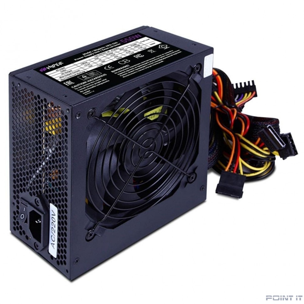 HIPER Блок питания HPA-550 (ATX 2.31, 550W, Active PFC, 80Plus, 120mm fan, черный) BOX