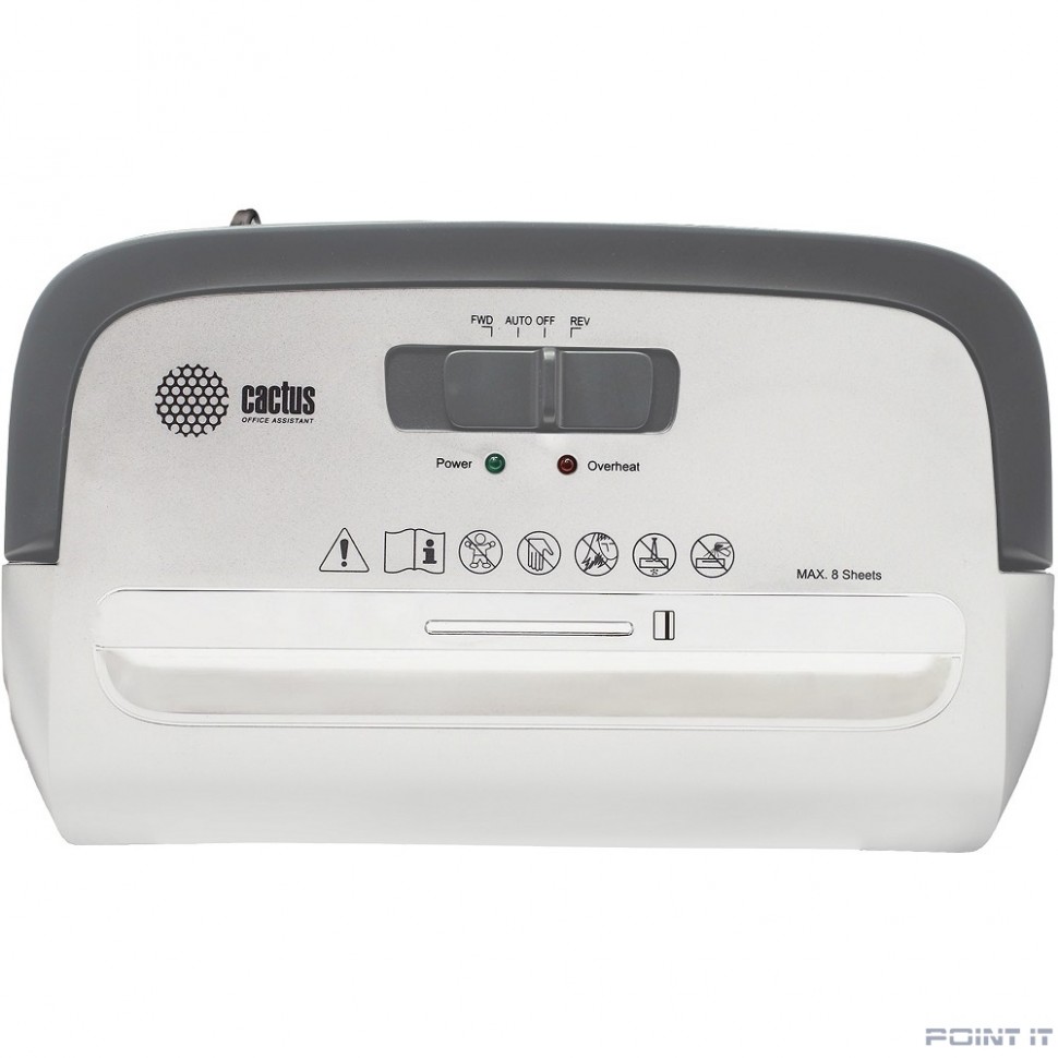 Cactus Шредер CS-SH-C3 белый (секр.P-4) перекрестный 8лист. 13лтр. скрепки скобы пл.карты {1991563}