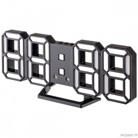 Perfeo LED часы-будильник &quot;LUMINOUS 2&quot;, черный корпус / белая подсветка (PF-6111)