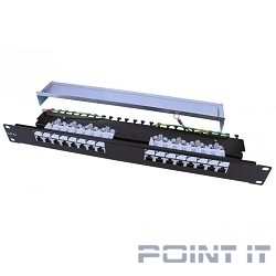 Hyperline PP3-19-16-8P8C-C5E-SH-110D Патч-панель 19", 1U, 16 портов RJ-45 полн. экран., категория 5e, Dual IDC, ROHS, цвет черный