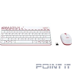 920-008212 Logitech Клавиатура + мышь MK240 Nano White-red оригинальная заводская гравировка RU/LAT