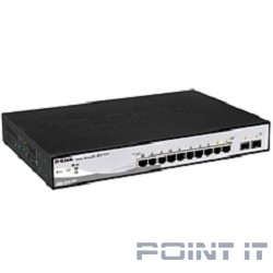 D-Link DGS-1210-10P/ME/A1A Управляемый L2 коммутатор с 8 портами 10/100/1000Base-T и 2 портами 1000Base-X SFP (8 портов PoE 802.3af/at, PoE-бюджет 78 Вт)