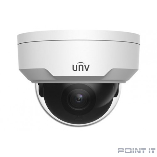 Uniview IPC322SB-DF28K-I0-RU Видеокамера IP купольная антивандальная, 1/2.8" 2 Мп КМОП @ 30 к/с, ИК-подсветка до 30м., LightHunter 0.001 Лк @F1.6, объектив 2.8 мм, WDR, 2D/3D DNR, Ultra 265, H.265, H.