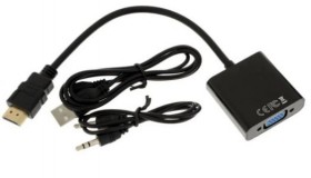 Адаптер HDMI (M)-VGA (F) 00-00027496 BLACK GOPOWER
