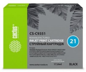Картридж BLACK NO.21 17ML CS-C9351 CACTUS