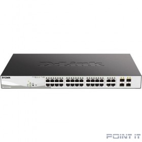 D-Link DGS-1210-28MP/F4A Настраиваемый L2 коммутатор с 24 портами 10/100/1000Base-T и 4 комбо-портами 100/1000Base-T/SFP (24 порта PoE 802.3af/at, PoE-бюджет 370 Вт)