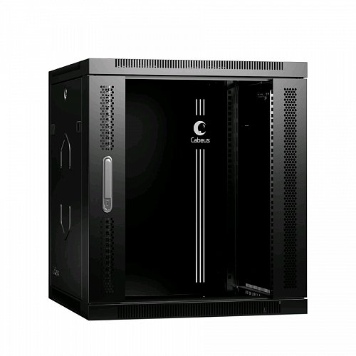 Шкаф телекоммуникационный настенный 19 12U 600x350x635mm (ШхГхВ) дверь стекло, цвет черный (RAL 9004)