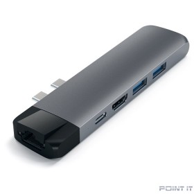 Satechi [ST-TCPHEM] Адаптер USB Aluminum Pro Hub with Ethernet &amp; 4K HDMI). Цвет серый космос