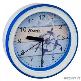 Perfeo Quartz часы-будильник &quot;PF-TC-009&quot;, круглые диам. 15,3 см, подвес на стену, штурвал