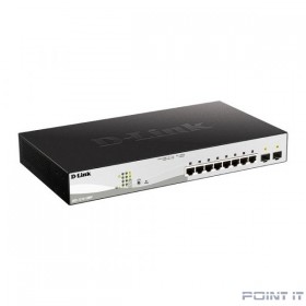 D-Link DGS-1210-10MP/F3A PROJ Настраиваемый L2 коммутатор с 8 портами 10/100/1000Base-T и 2 портами 1000Base-X SFP (8 портов PoE 802.3af/at, PoE-бюджет 130 Вт)