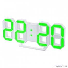 Perfeo LED часы-будильник &quot;LUMINOUS&quot;, белый корпус / зелёная подсветка (PF-663)